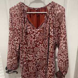 Sara Michelle Top Rust Brown Floral